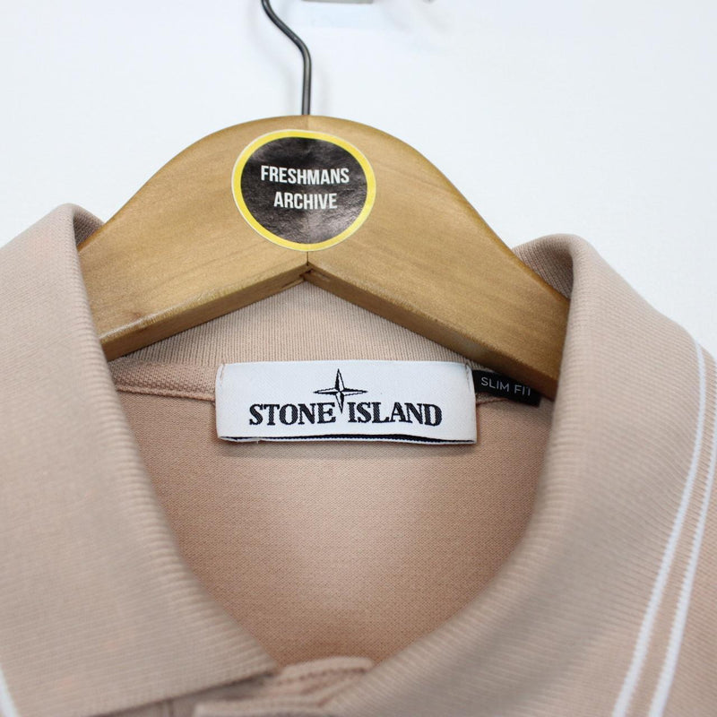 Stone Island Peach Short Sleeve Compass Cotton Polo Shirt