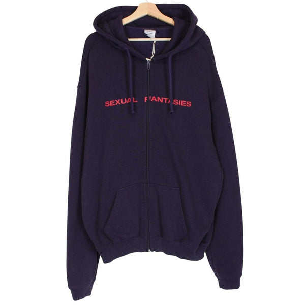 Vetements Purple Sexual Fantasies Print Full Zip Oversized Hoodie