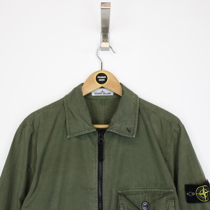 Stone Island SS 2020 Green Full Zip Cotton Overshirt Jacket