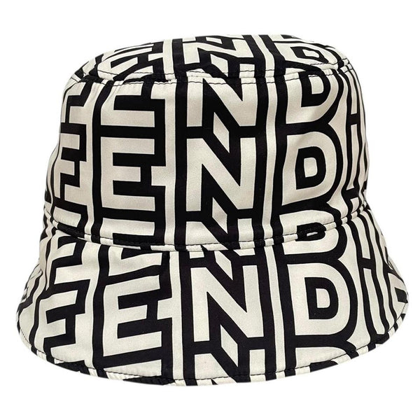 Fendi Roma x Marc Jacobs Black and White Monogram Logo Print Bucket Hat