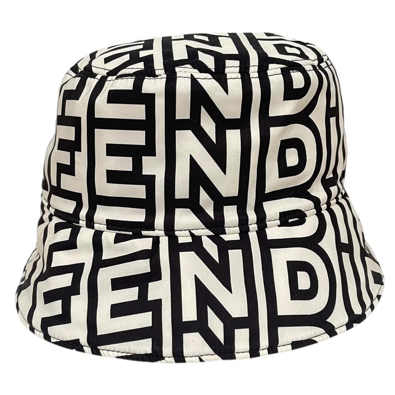 Fendi Roma x Marc Jacobs Black and White Monogram Logo Print Bucket Hat