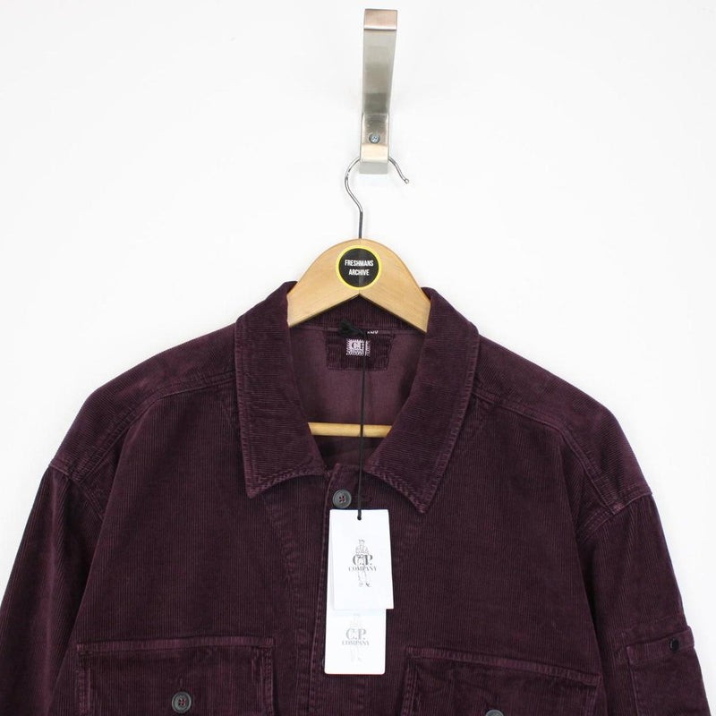 CP Company Plum Purple Button Up Lens Corduroy Overshirt