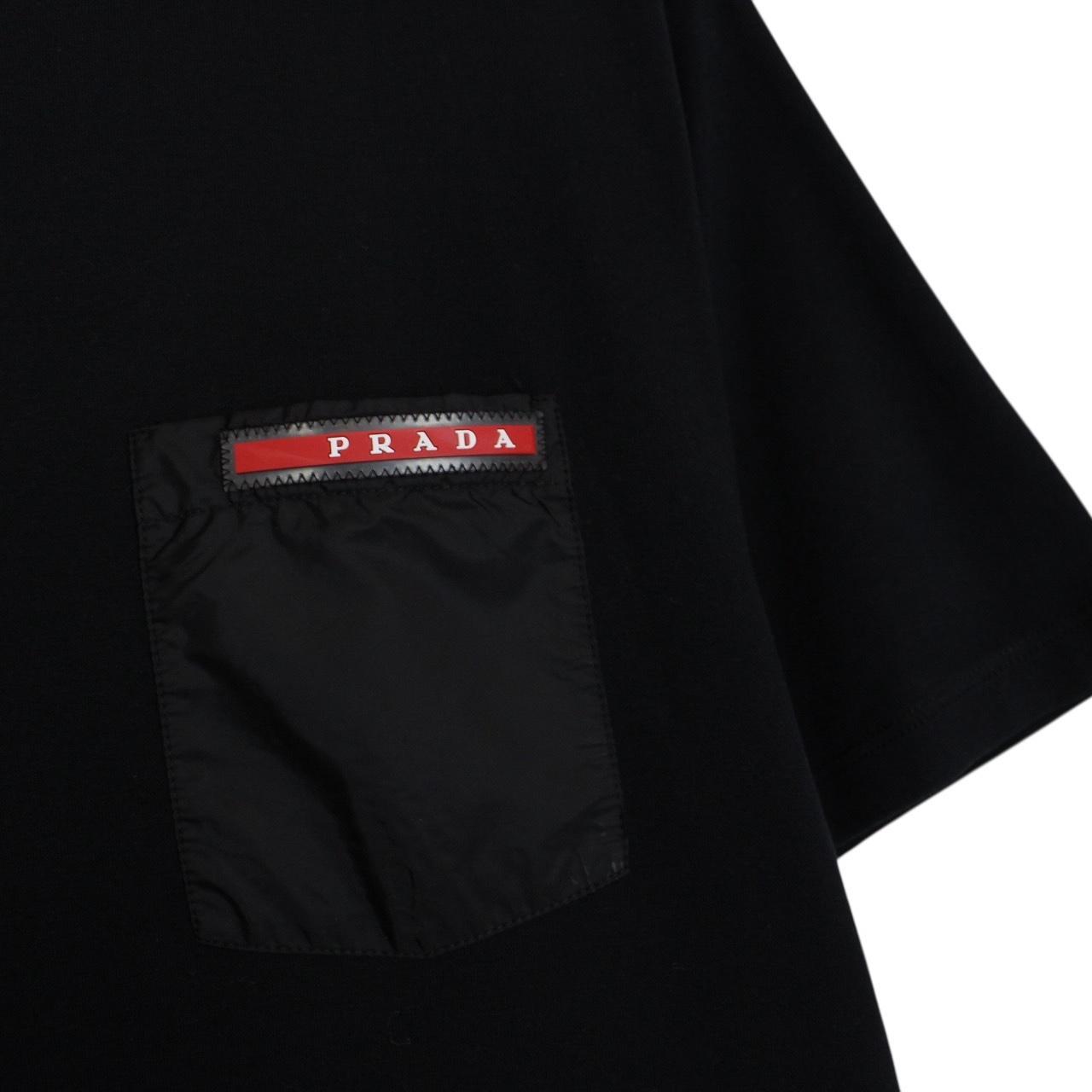 Prada Sport Black Short Sleeve Cotton Nylon Pocket T-Shirt