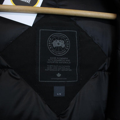 Canada Goose Black Langford Parka Black Label Down Coat with Fur Trim