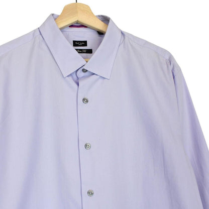 Paul Smith purple long sleeve cotton shirt with logo detail and classic fit.