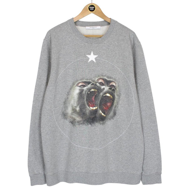 Givenchy Paris Monkey Brothers Grey Crew Neck Sweatshirt Jumper
