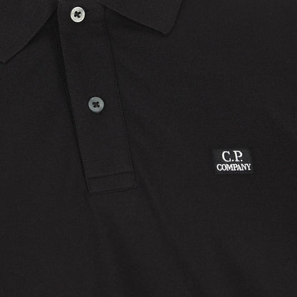 CP Company Black Stretch Cotton Piquet Polo Shirt
