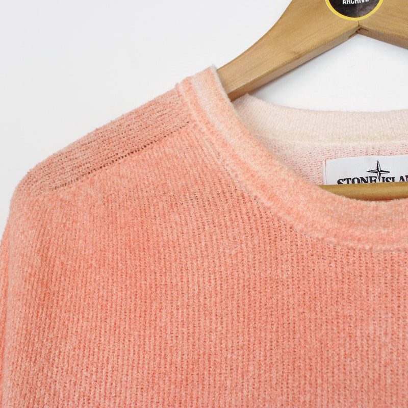 Stone Island Orange Ribbed Cotton Knit Sweatshirt Jumper