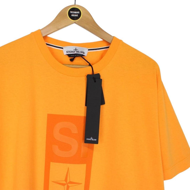 Stone Island SS 2023 Orange Abbreviation One Print Short Sleeve Cotton T-Shirt