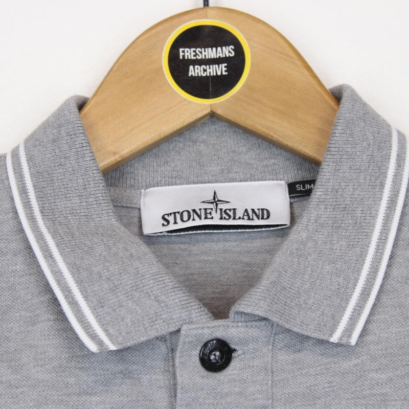 Stone Island AW 2022 Grey Short Sleeve Compass Polo Shirt
