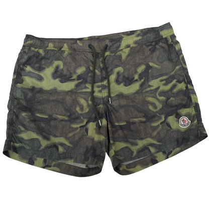 Moncler Green Camoflauge Print Nylon Swim Shorts