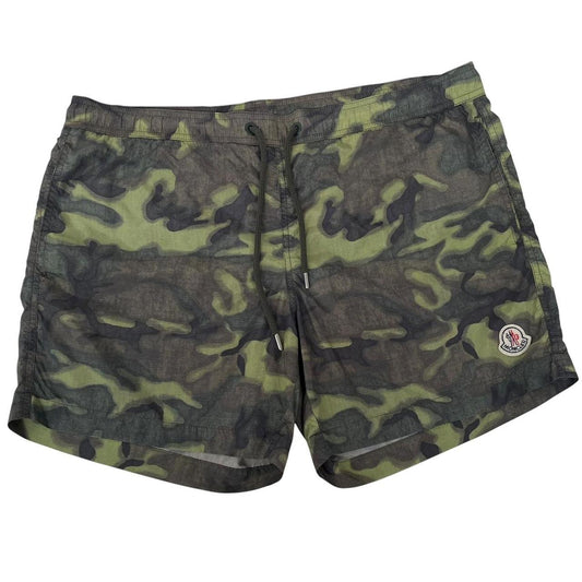 Moncler Green Camoflauge Print Nylon Swim Shorts