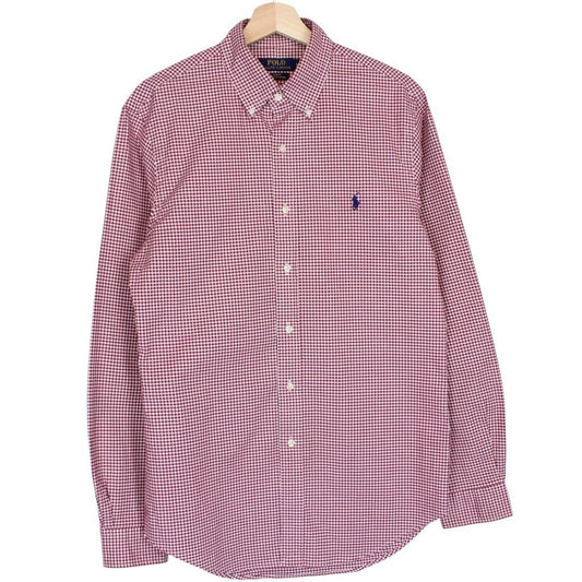 Polo Ralph Lauren Red and White Gingham Check Long Sleeve Cotton Shirt