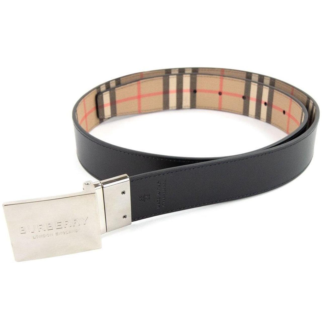 Burberry Reversible Plaque Beige and Black Buckle Nova Check Canvas Belt