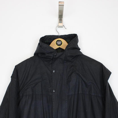 Vintage 90s Barbour Durham Black Wax Hooded Jacket