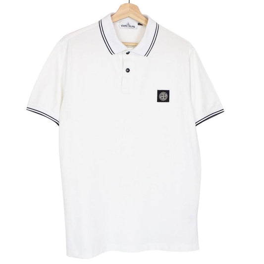 Stone Island White Short Sleeve Compass Cotton Polo Shirt