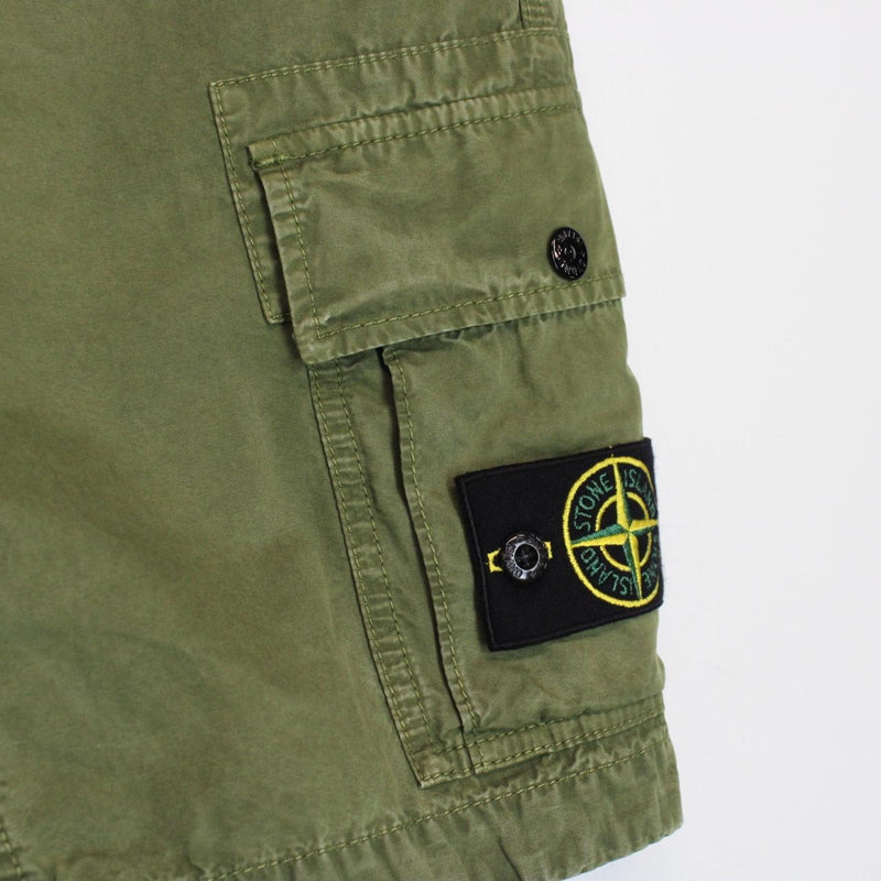 Stone Island SS 2022 Green Bermuda Cotton Cargo Shorts