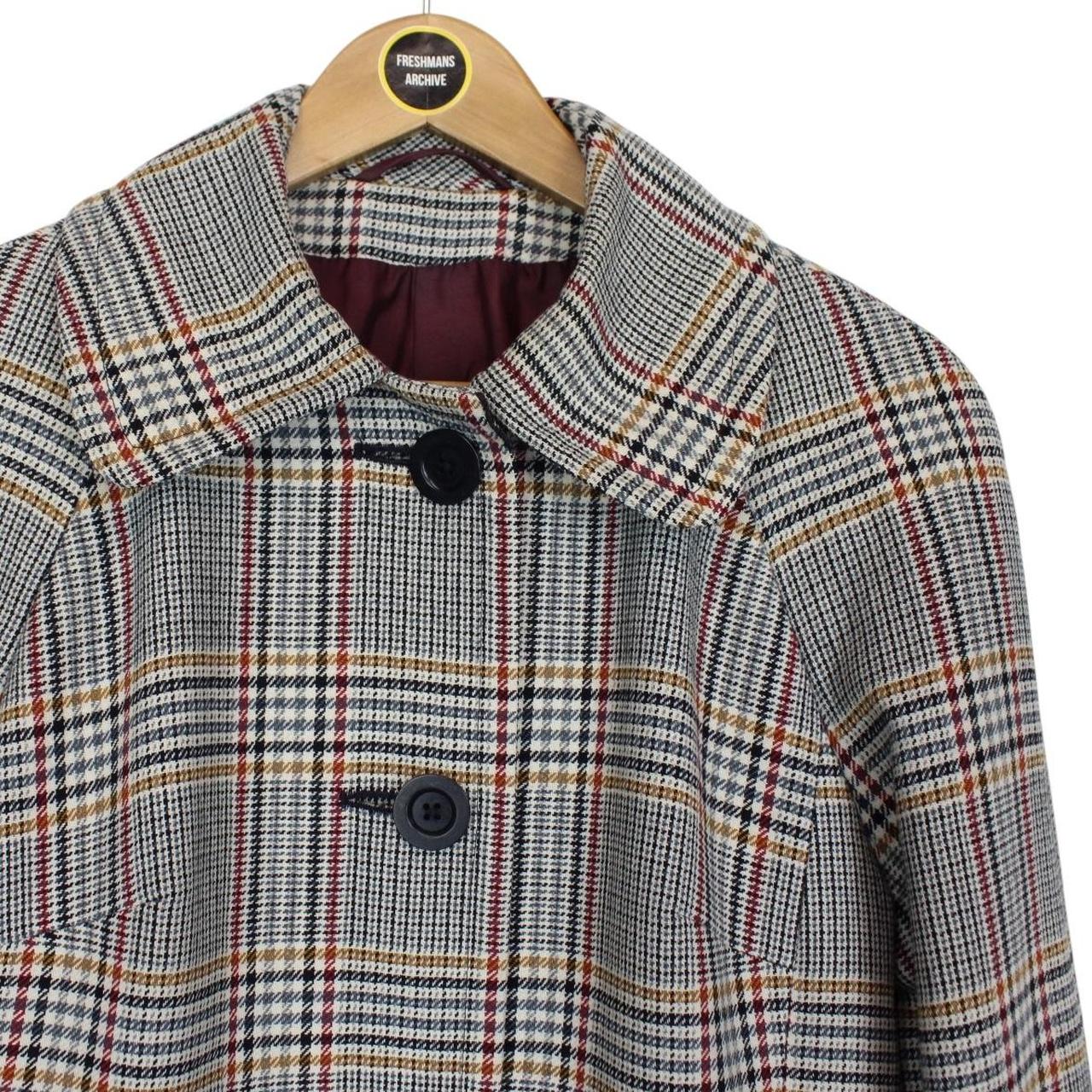 Vintage Aquascutum Multicoloured Plaid Check Wool Blend Coat