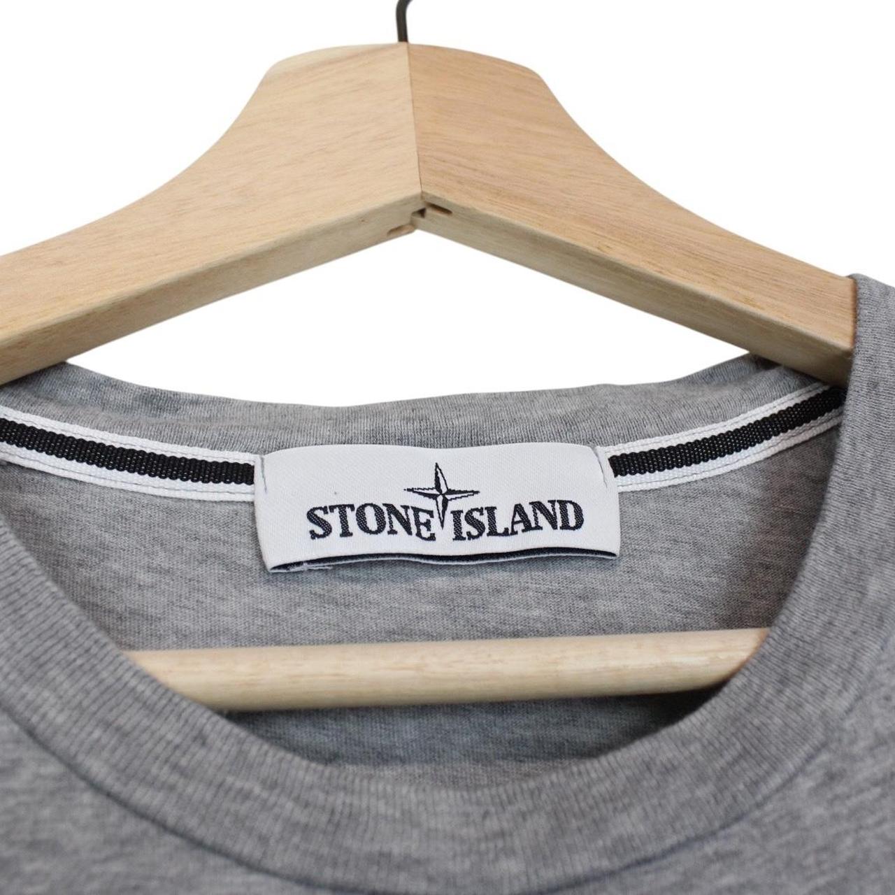 Stone Island grey short sleeve cotton t-shirt with logo patch on chest.