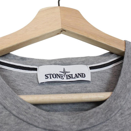 Stone Island grey short sleeve cotton t-shirt with logo patch on chest.