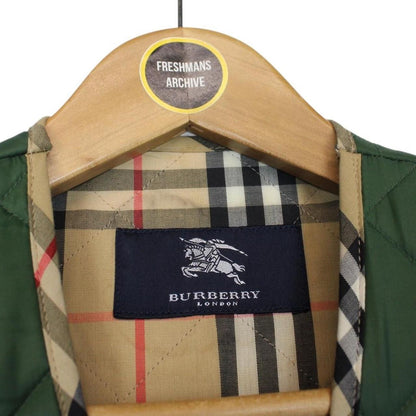 Vintage Burberry Green Nova Check Quilted Vest Jacket