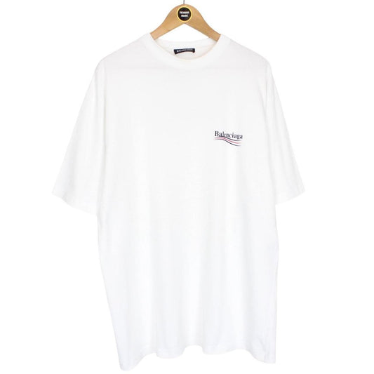 Balenciaga White Political Campaign Logo Short Sleeve Cotton T-Shirt