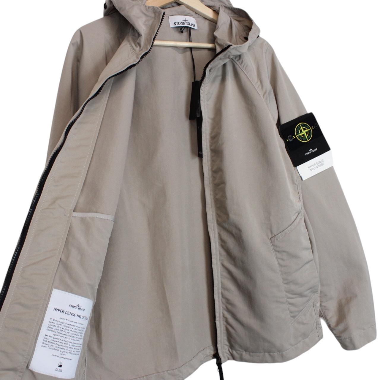 Stone Island SS 2023 Beige Hyper Dense Nylon Raso Full Zip Hooded Jacket