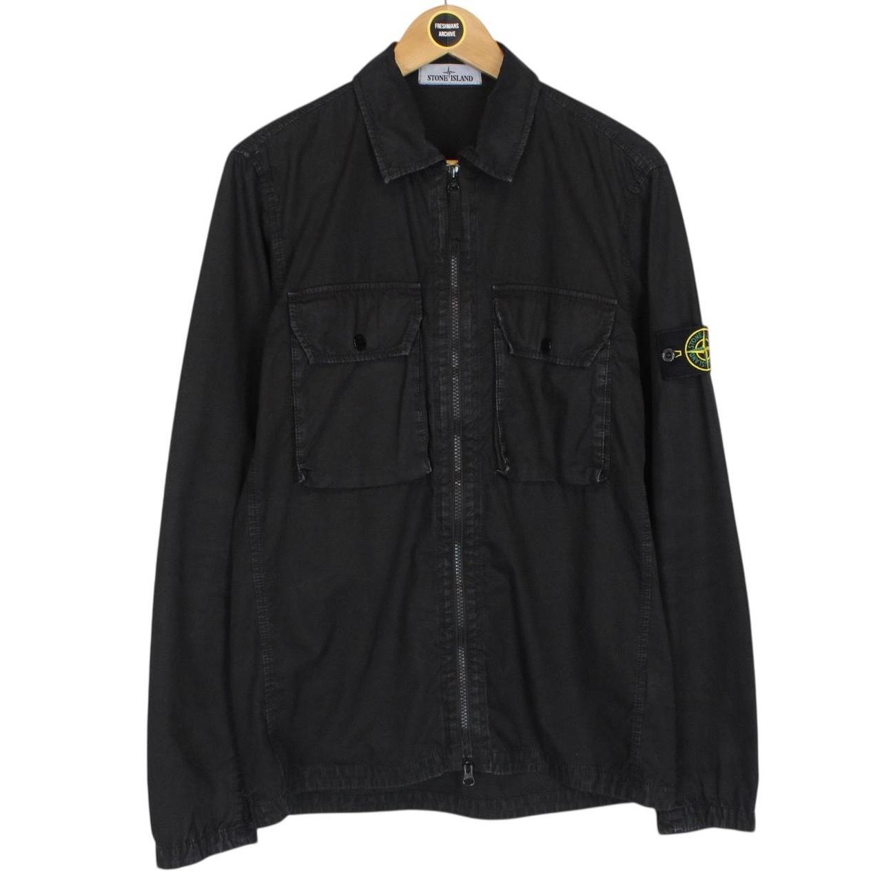 Stone Island AW 2021 Black Full Zip Cotton Overshirt Jacket