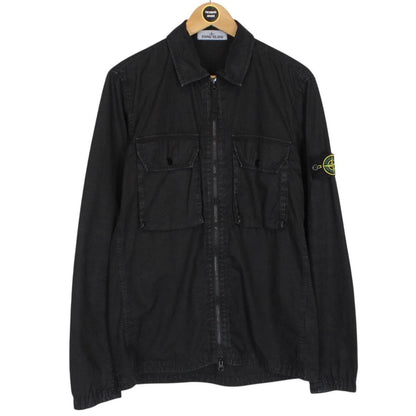 Stone Island AW 2021 Black Full Zip Cotton Overshirt Jacket