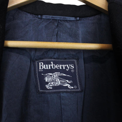 Vintage 90s Burberry Navy Blue Wool Overcoat