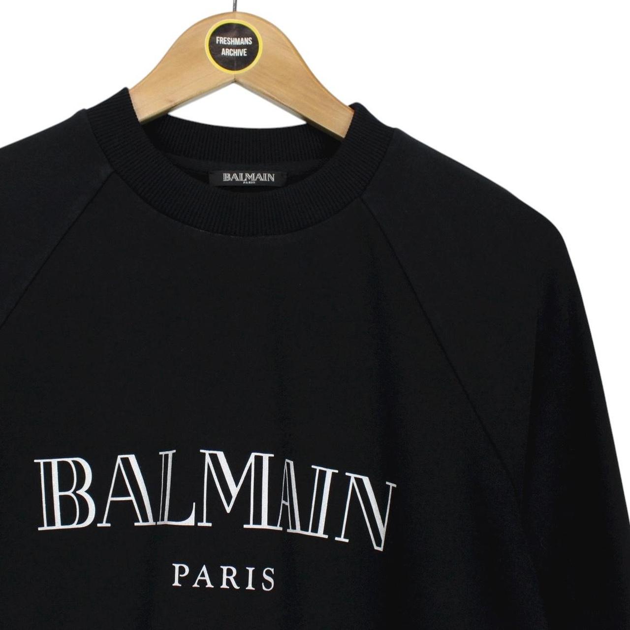 Balmain Paris Black Crew Neck Logo Print Sweatshirt Jumper