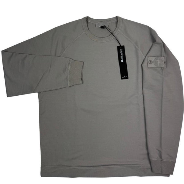 Stone Island grey sweatshirt with ghost logo, made from stretch cotton, brand new with tags.