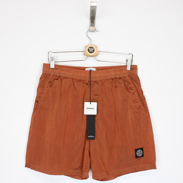 Stone Island SS 2022 Orange Econyl Nylon Metal Swim Shorts