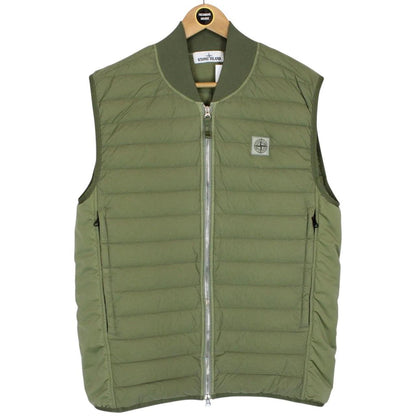Stone Island SS 2021 Loom Woven Chambers Stretch Nylon TC Green Down Gilet