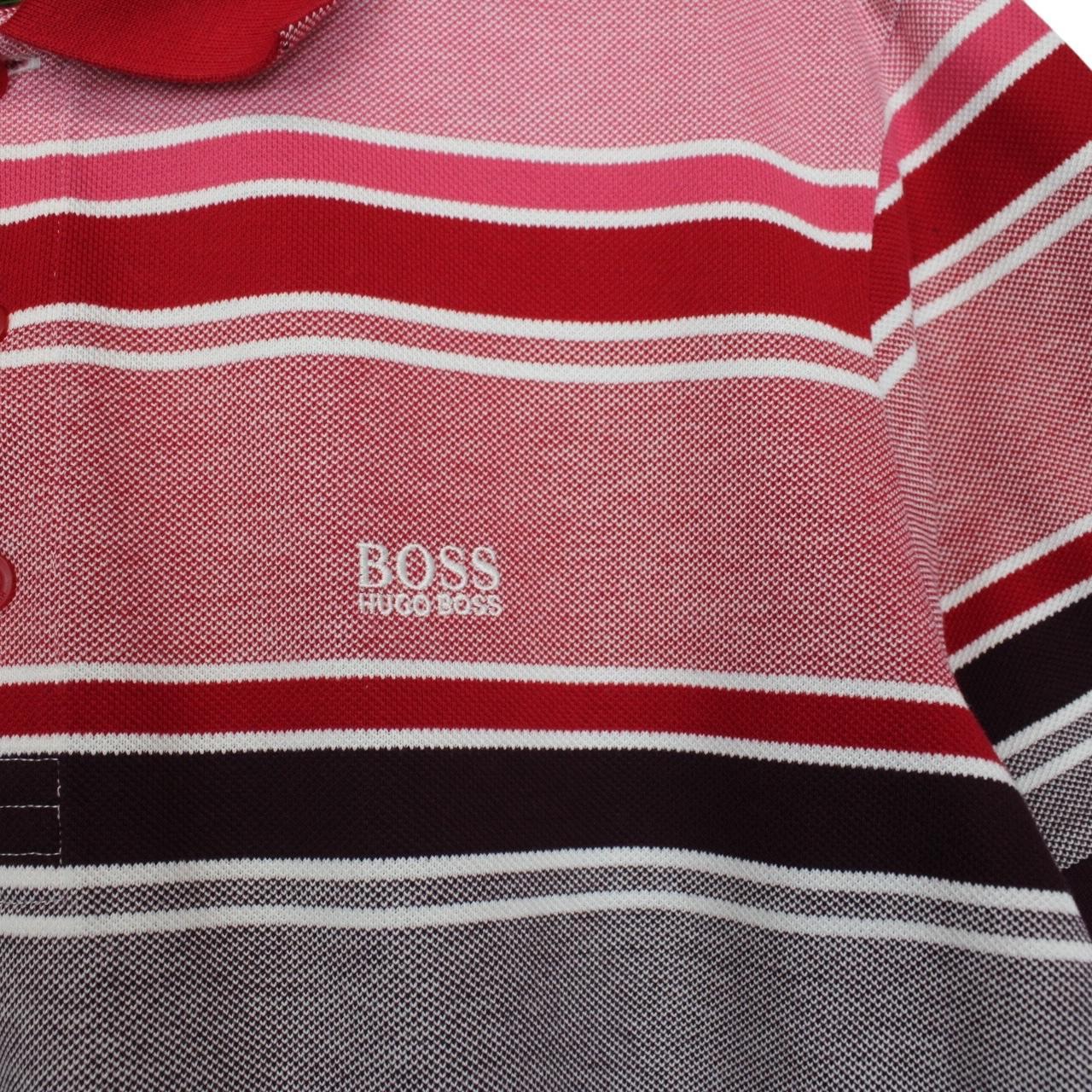 Hugo Boss multicoloured striped short sleeve polo shirt in cotton with logo detail.