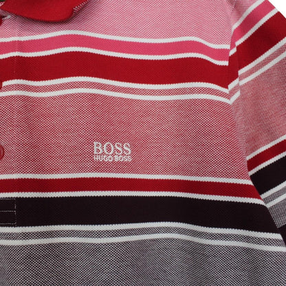 Hugo Boss multicoloured striped short sleeve polo shirt in cotton with logo detail.