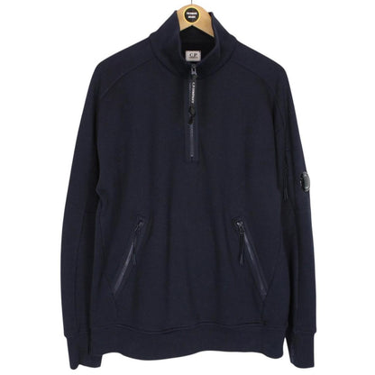 CP Company Navy Blue 1/4 Zip Lens Sweatshirt Jumper
