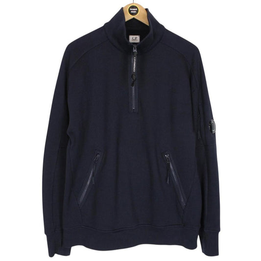 CP Company Navy Blue 1/4 Zip Lens Sweatshirt Jumper