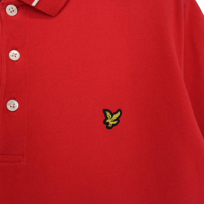 Lyle & Scott red short sleeve polo shirt with embroidered logo and cotton material.
