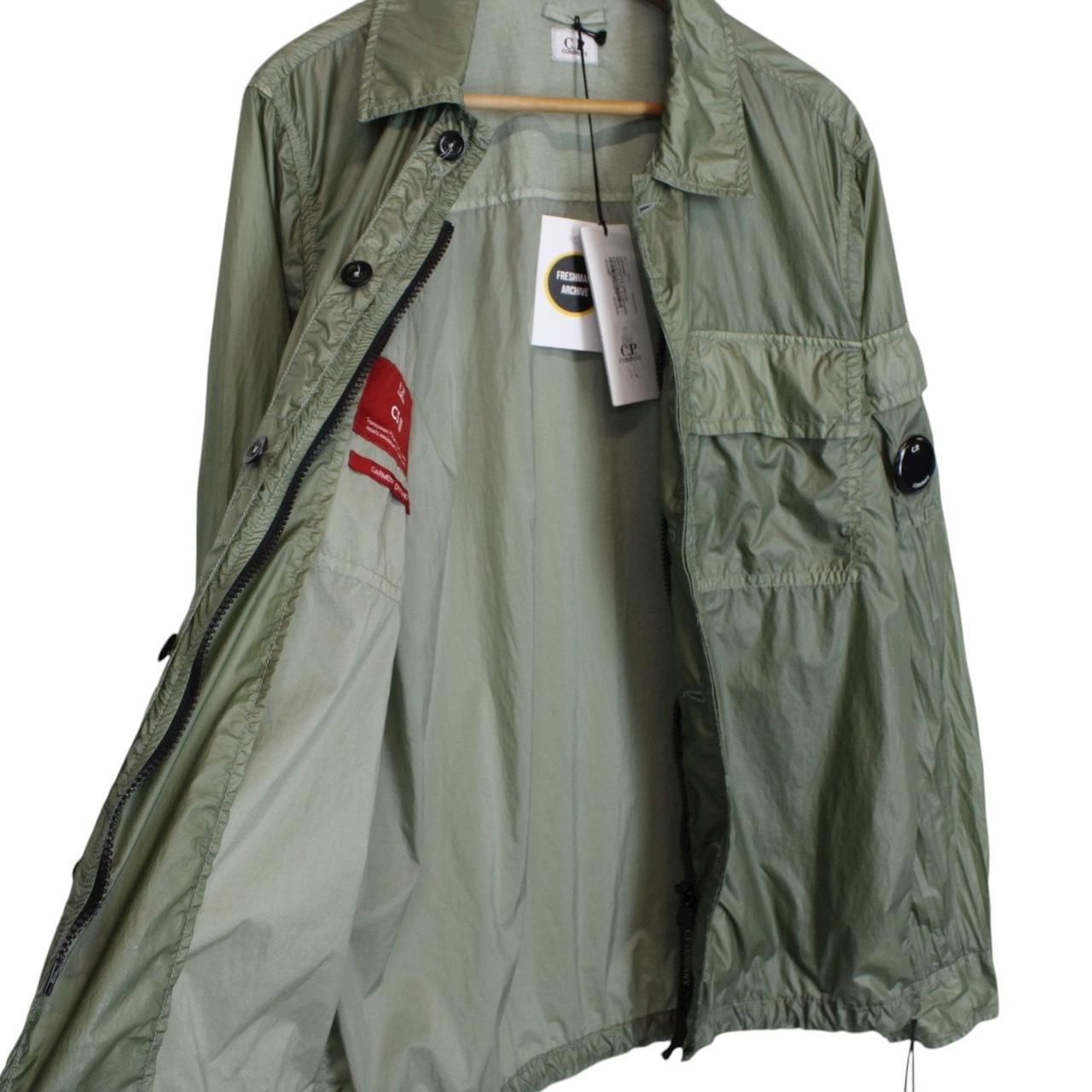 CP Company Green CS II Garment Dyed Full Zip Nylon Lens Overshirt