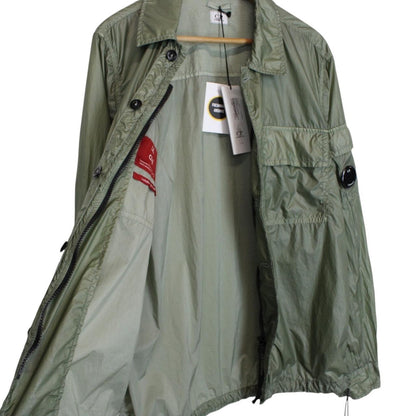 CP Company Green CS II Garment Dyed Full Zip Nylon Lens Overshirt