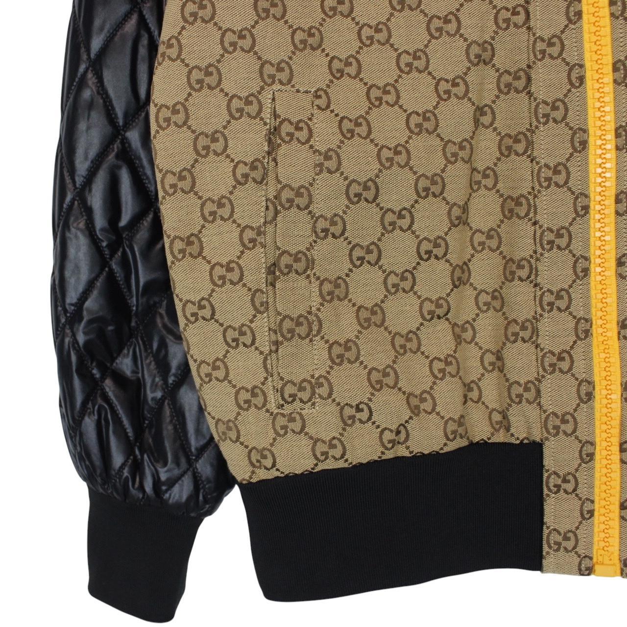 Gucci Beige and Black GG Monogram Full Zip Canvas/Nylon Jacket