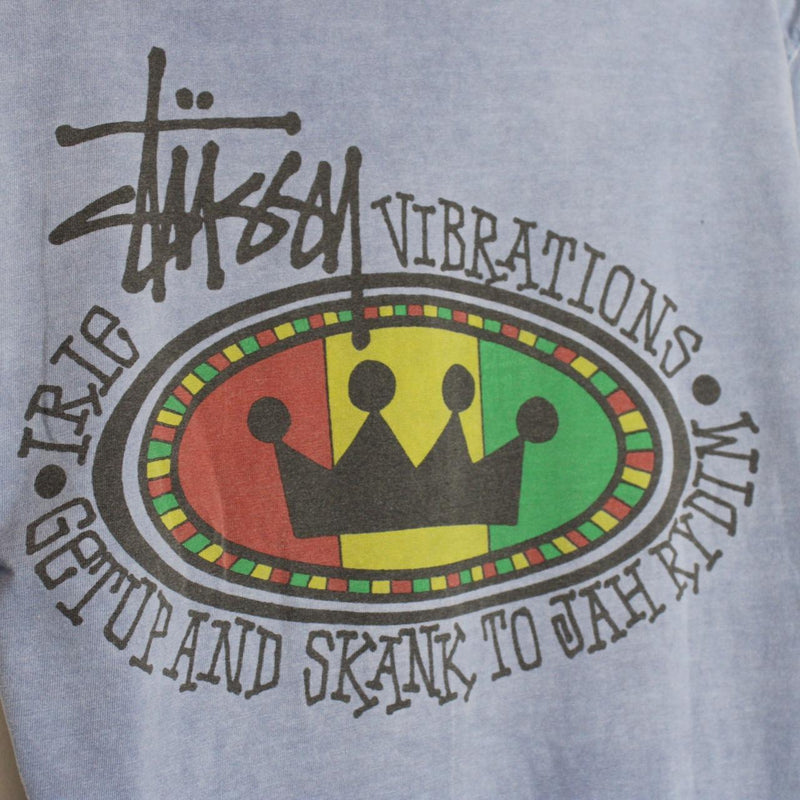 Stussy Blue Short Sleeve Rasta Print T-Shirt