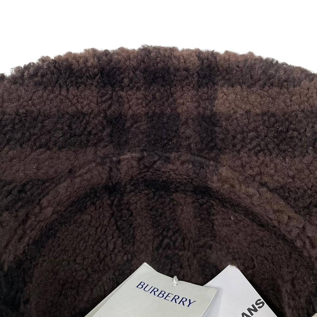 Burberry Green and Brown Fleece Reversible Nova Check Bucket Hat