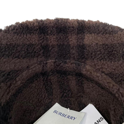 Burberry Green and Brown Fleece Reversible Nova Check Bucket Hat
