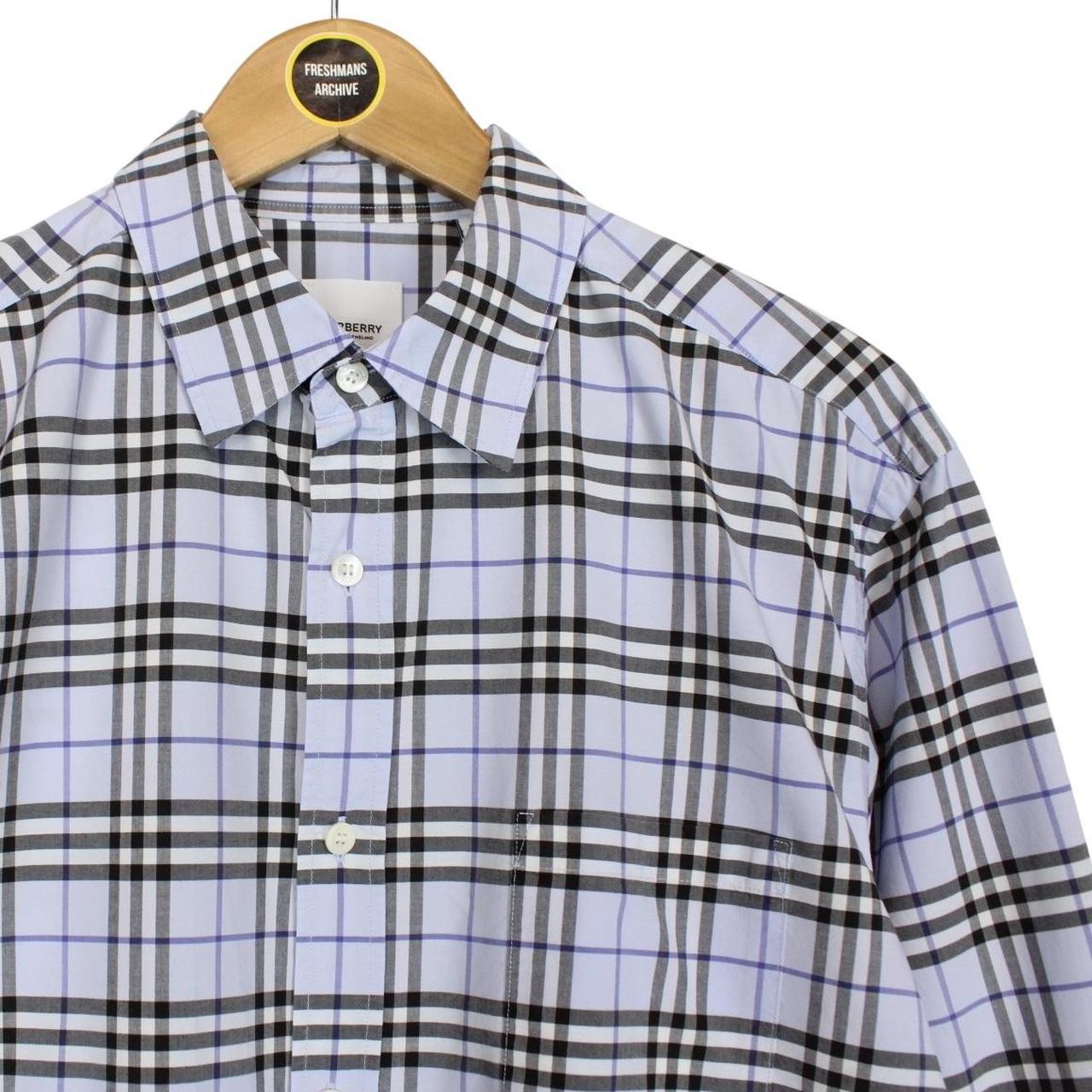 Burberry Light Blue Nova Check Long Sleeve Cotton Shirt