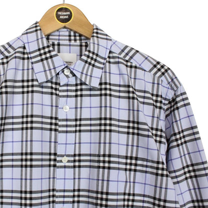 Burberry Light Blue Nova Check Long Sleeve Cotton Shirt