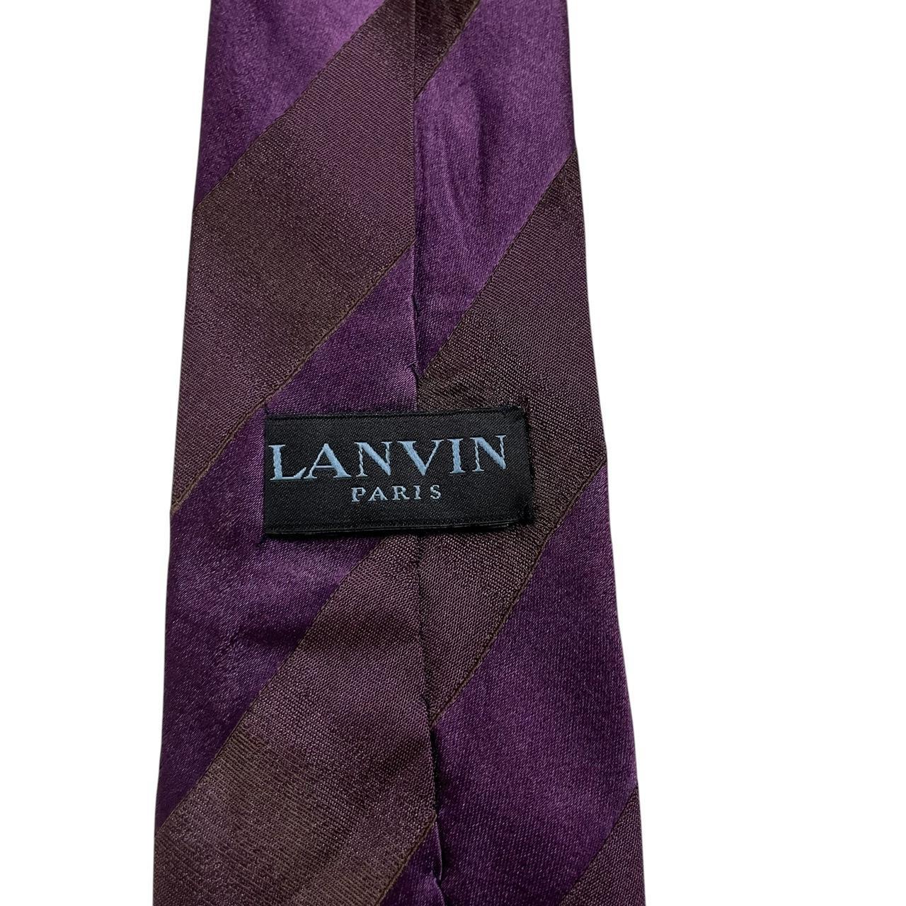Lanvin purple check silk tie with classic pattern and luxurious sheen.