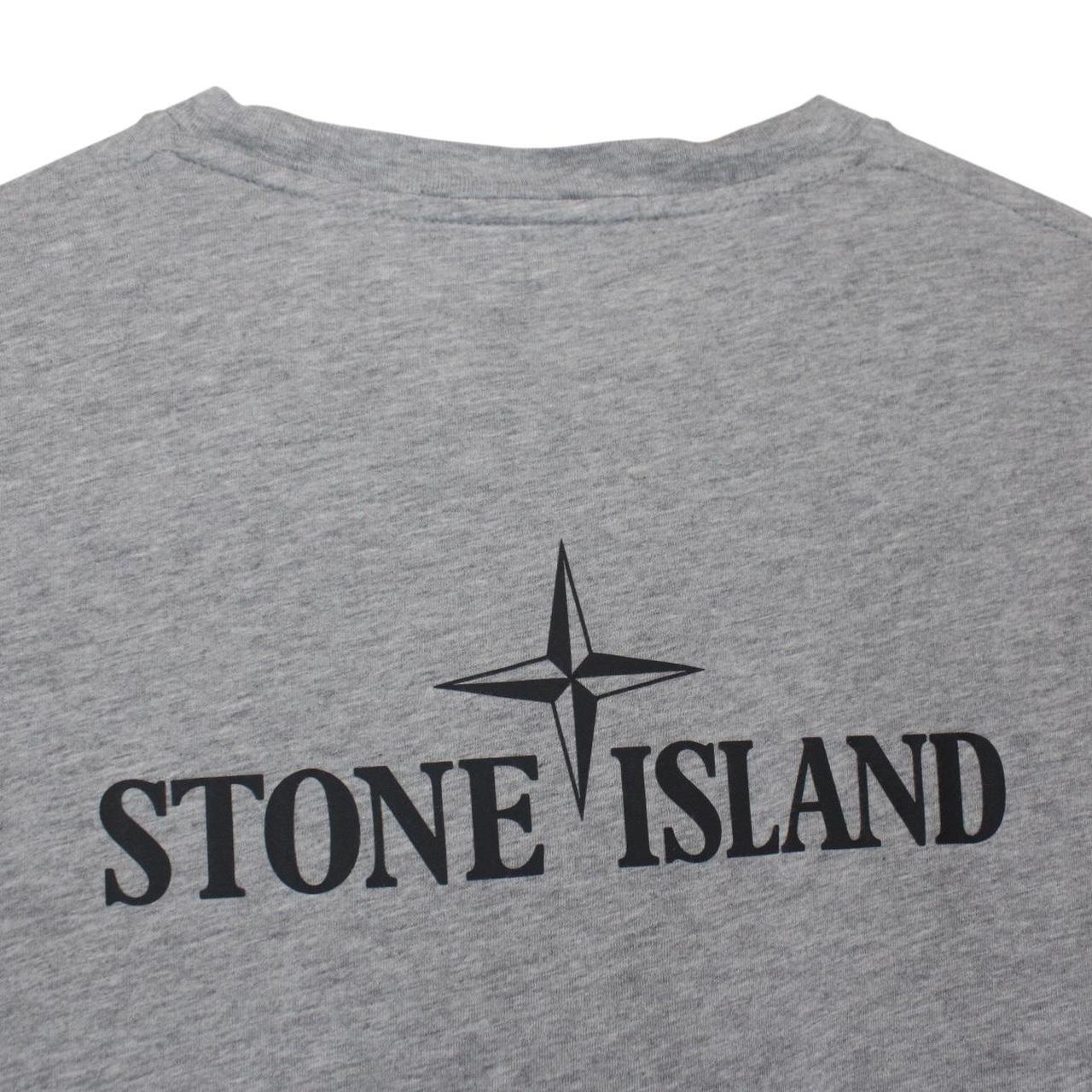 Stone Island grey short sleeve cotton t-shirt with logo patch on chest.
