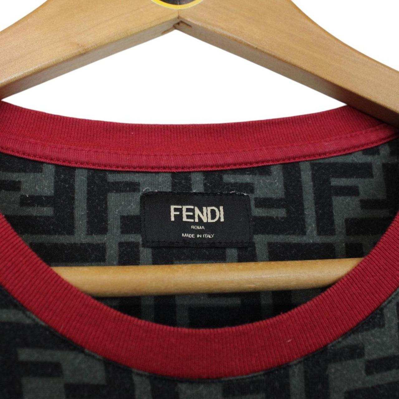 Fendi Black and Red FF Zucca Monogram Cotton Short Sleeve T-Shirt